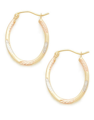 Fine Jewellery 14Kt Oval Earring - Tri Colored Gold