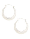 Fine Jewellery 14K White Gold Textured Hollow Hoop Earrings - White Gold