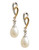 Fine Jewellery 14K Yellow Gold Sterling Silver Diamond And 8 to 6mm Pearl Earrings - Pearl