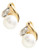 Fine Jewellery 10K Yellow Gold Diamond And Half Drill 5mm Pearl Earrings - Pearl