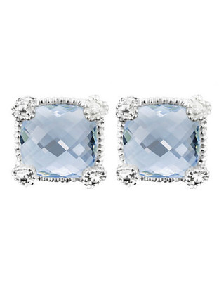 Judith Ripka La Petite Cushion Stone Stud Earring - QUARTZ