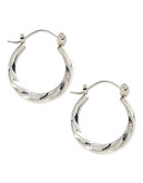 Fine Jewellery 14K White Gold Swirl And Beaded Pattern Hoop Earrings - White Gold