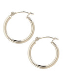 Fine Jewellery 14K White Gold Polished Tube Hoop Earrings - White Gold