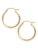 Fine Jewellery 14K Yellow Gold Diamond Cut Hoop Earrings - Yellow Gold
