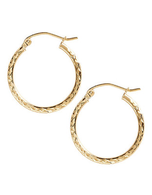 Fine Jewellery 14K Yellow Gold Diamond Cut Hoop Earrings - Yellow Gold