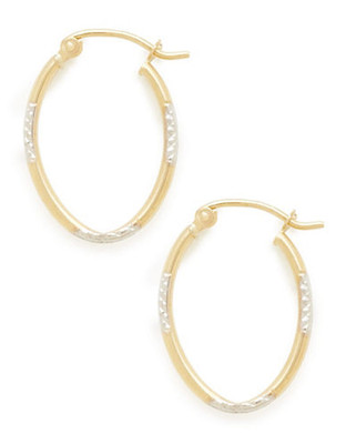 Fine Jewellery 14Kt Diamond Cut Oval Earring - Tri Colored Gold