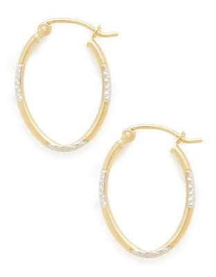 Fine Jewellery 14Kt Diamond Cut Oval Earring - Tri Colored Gold