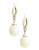 Fine Jewellery 14K Yellow Gold Sterling Silver Diamond and Ball Drop 8mm Pearl Earrings - PEARL