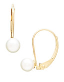 Fine Jewellery 10K Yellow Gold Diamond And Freshwater Pearl Earrings - Pearl