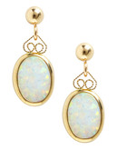 Fine Jewellery 14K Yellow Gold Oval Opal Drop Earrings - Opal