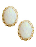 Fine Jewellery 14K Yellow Gold Oval Opal Earrings - Opal
