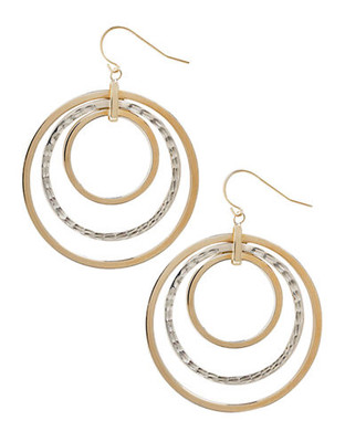 Fine Jewellery 14K Yellow Gold And Sterling Silver Triple Circle Dangle Earrings - Gold/Silver