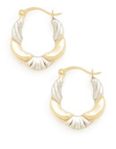 Fine Jewellery 14Kt Yellow Gold 13.5mm Polished Hollow Hoops With Rhodium Plated Accents - Two Tone Colour