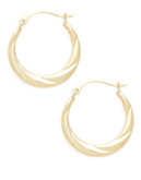 Fine Jewellery 14Kt Yellow gold polished hollow wave design hoops - Gold