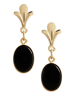 Fine Jewellery 14K Yellow Gold Onyx Drop Earrings - Gold