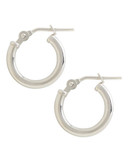 Fine Jewellery 14K White Gold Polished Hollow Tube Hoops - White Gold