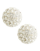 Fine Jewellery 14K Yellow Gold White Crystal Ball Earrings - Crystal