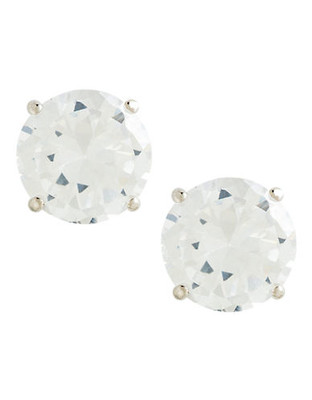 Fine Jewellery 14Kt Wg Earrings Set With 6Mm Rd Cubic Zirconia Stones. - Cubic Zirconia