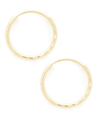 Fine Jewellery 14K Yellow Gold 12mm Full Diamond Cut Endless Tube Hoops - Yellow