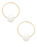 Fine Jewellery Girls 14K White Pearl Hoop Earrings - White