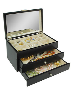 Gunther Mele Java 2 drawer lift top jewellery box - Black