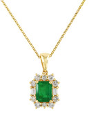Effy 14k Yellow Gold Diamond Emerald Pendant - Emerald