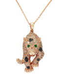 Effy 14K Rose Gold Diamond and Black Diamond And Emerald Pendant - Emerald