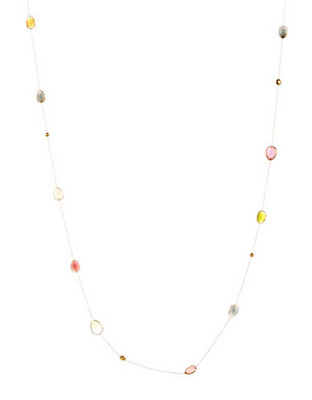 Fine Jewellery 14K Yellow Gold Bead and Multi Gem Long Necklace - Multi-Coloured