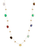 Fine Jewellery 14K Yellow Gold Bead and Multi Gem Necklace - Multi-Coloured