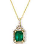 Effy 14K Yellow Gold Diamond And Emerald Pendant - Emerald
