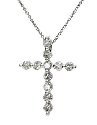 Effy 14K White Gold Diamond Cross Pendant - Diamond