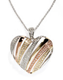Effy 14K Tri Tone Gold Diamond Heart Pendant - Tri Colour Gold