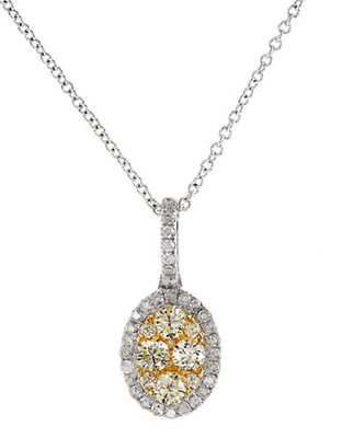 Effy 14k White and Yellow Gold Diamond Yellow Diamond  Pendant - Diamond