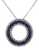 Effy 14K White Gold Diamond And Sapphire Pendant - Sapphire