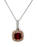 Effy 14K White Rose Gold Diamond Lead Glass Filled Ruby Pendant - Ruby