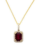 Effy 14K Yellow Gold Diamond Lead Glass Filled Ruby Pendant - Ruby