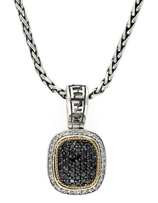 Effy 18k Yellow Gold and Silver Diamond and Black Diamond Pendant - Diamond