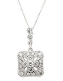 Fine Jewellery 14K White Gold Square Shaped Diamond Pendant - Diamond