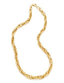 Fine Jewellery 14K Yellow Gold Diamond Cut Double Oval Interlock Link Necklace - Yellow Gold