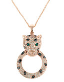 Effy 14K Rose Gold 0.74ct White And Black Diamond with Emerald Pendant - Emerald