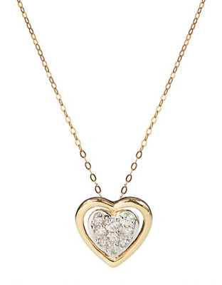 Fine Jewellery 14K Yellow Gold Necklace with Pave Diamond Heart Pendant - Diamond