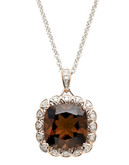 Town & Country 14K Pink Gold, Sterling Silver Diamond And Smokey Quartz Necklace - Quartz