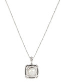 Fine Jewellery Sterling Silver Pearl Diamond and Black Diamond Pendant Necklace - Pearl