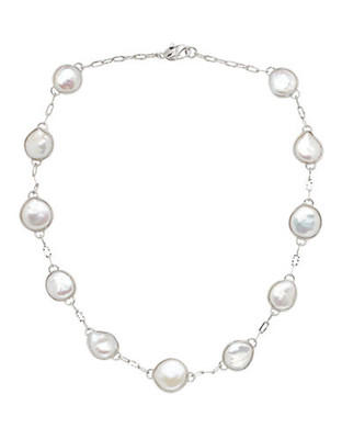 Honora Style 12 to 16mm Flat Freshwater Pearl Necklace - White