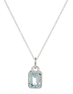 Town & Country 10K White Gold Pendant Necklace - Light Blue