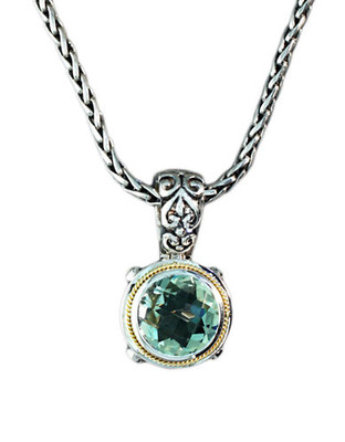 Effy Sterling Silver, 18K Yellow Gold And Green Amethyst Pendant - Amethyst