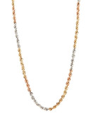Fine Jewellery 14K Tri Colour Gold Hollow Rope Chain Necklace - Tri Colour Gold