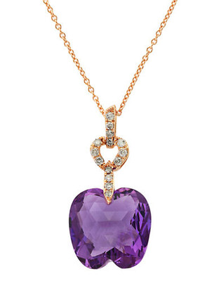 Effy 14K Rose Gold Diamond and Amethyst Pendant - AMETHYST