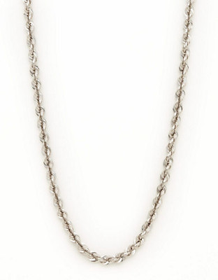 Fine Jewellery 14K Rhodium Plated White Gold Glitter Rope Chain Necklace - White Gold