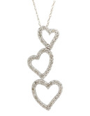 Fine Jewellery 14K White Gold Triple Heart Diamond Pendant - Diamond